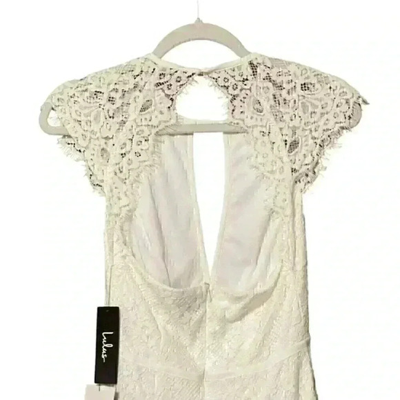 Lulus Lace Maxi Dress XS Ivory Flutter Sleeve NWT Boho Vintage Formal Elegant - Picture 5 of 7